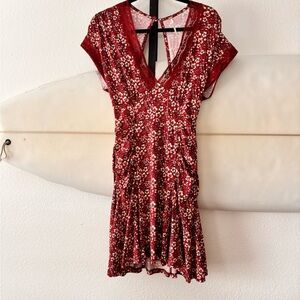 Floral Red Dress - Free People Small